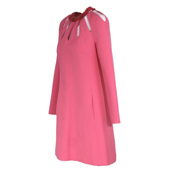 Valentino Pink Floral Embellished Cutout Dress Pink - Picture 3 of 4